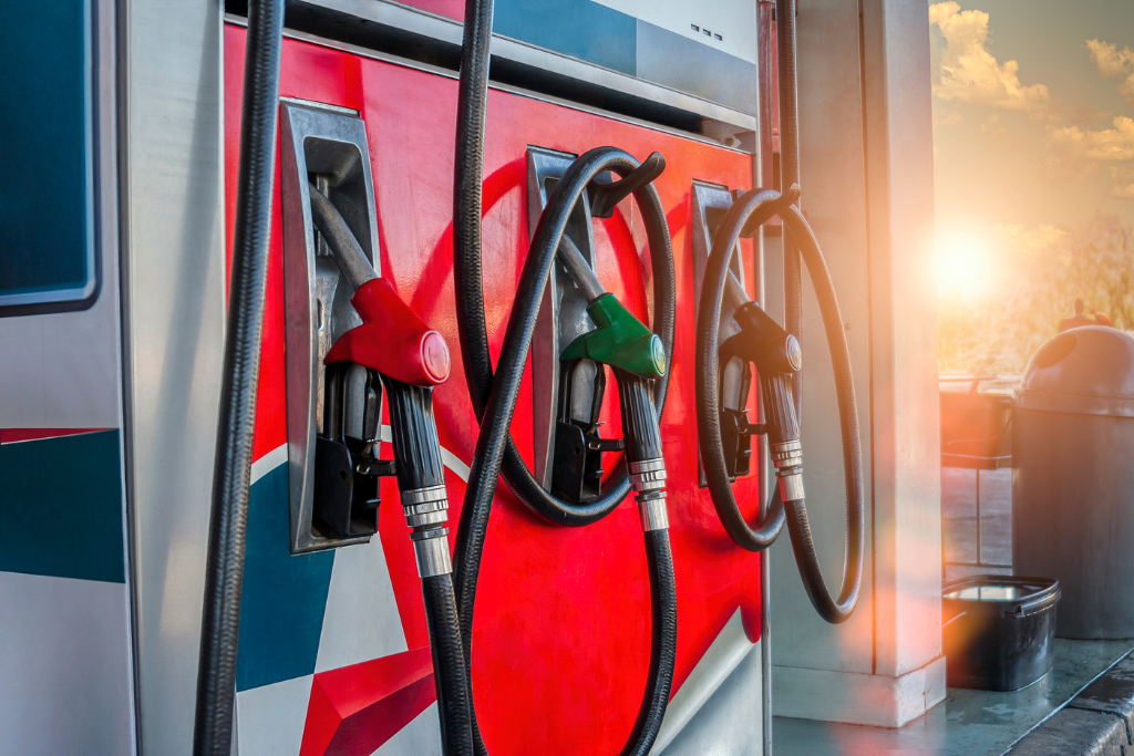 petrol pumps at a petrol station